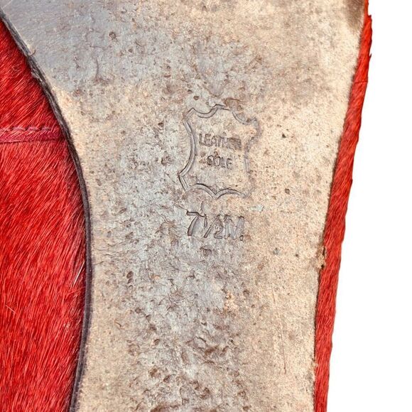 $295 TORY BURCH Jess Calf Hair Flats 7.5 Brick Red Smoking Slipper Ballet Loafer - Picture 11 of 11